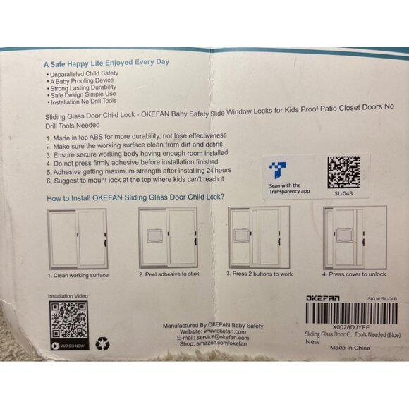 OkeFan Sliding Glass Door or Sliding Windows Child Lock Set Of 4 Baby Safety - Picture 3 of 4